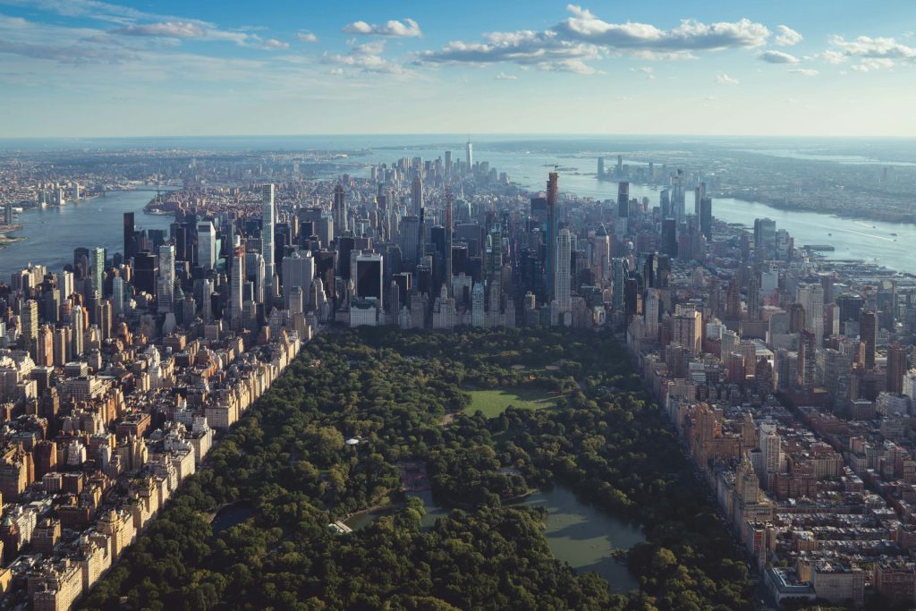 New York City skyline aerial view