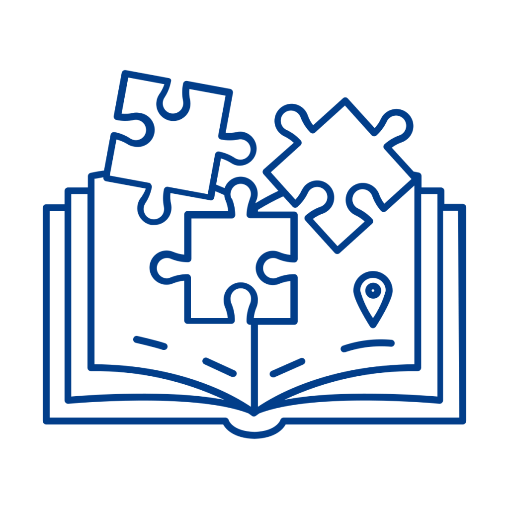 Book with puzzle pieces